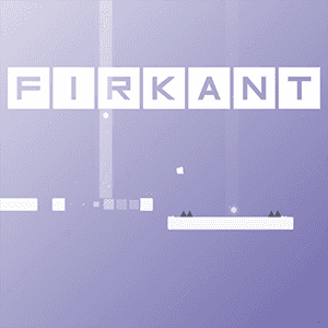 Screenshot of FIRKANT platformer game showing colorful pixel graphics