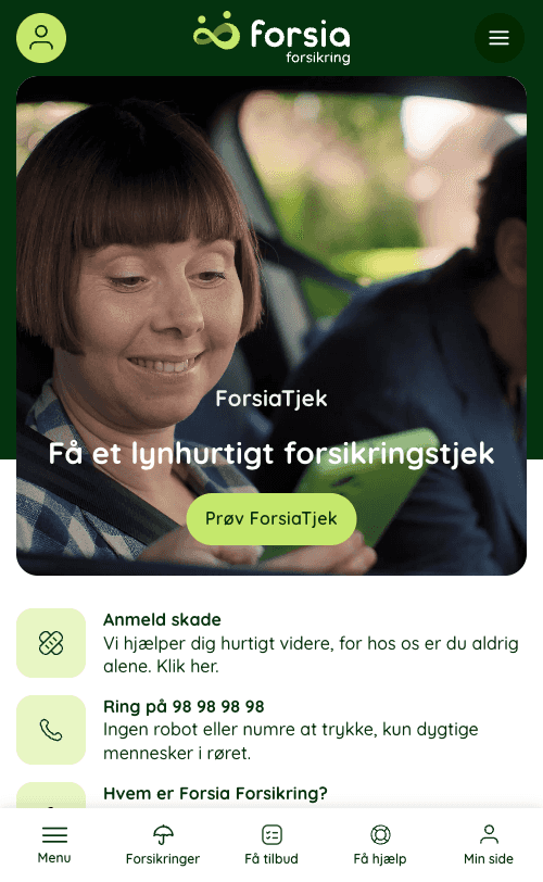 Screenshot of Forsia insurance company website
