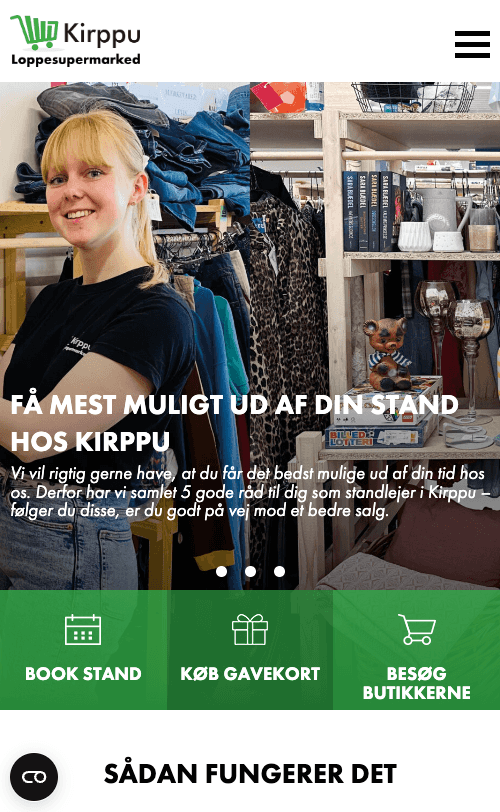 Screenshot of Kirppu secondhand marketplace website