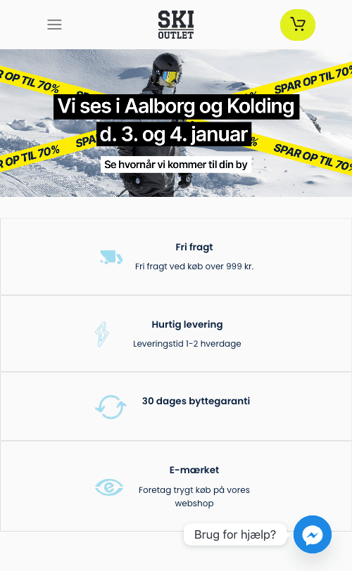 Screenshot of SkiOutlet ski equipment webshop