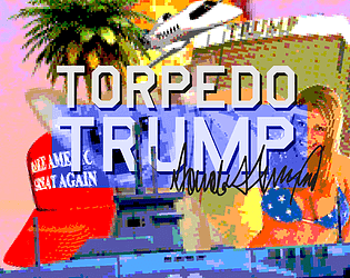 Screenshot of Torpedo Trump game showing glitchy presidential imagery