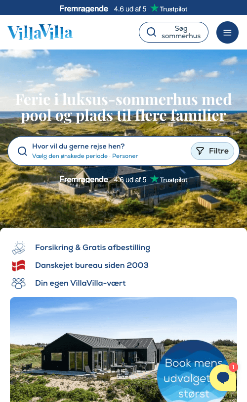 Screenshot of VillaVilla luxury vacation rental website